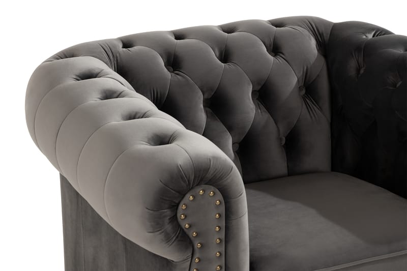 Fåtölj Chester Deluxe - Grå - Möbler - Fåtölj & stolar - Fåtölj - Chesterfield fåtölj