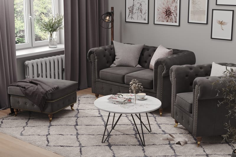 Fåtölj Chester Deluxe - Grå - Möbler - Fåtölj & stolar - Fåtölj - Chesterfield fåtölj