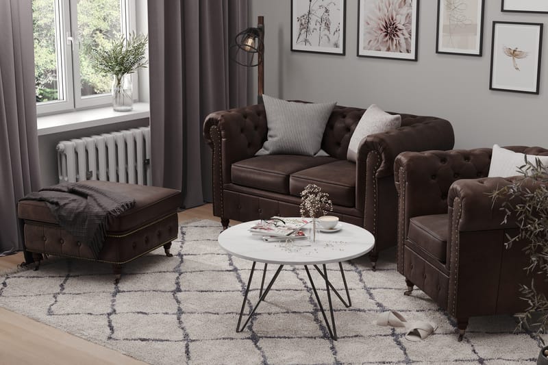 Fåtölj Chester Deluxe Vintage - Mörkbrun - Möbler - Fåtölj & stolar - Fåtölj - Chesterfield fåtölj