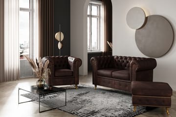 Fåtölj Chester Deluxe Vintage - Mörkbrun - Möbler - Fåtölj & stolar - Fåtölj - Chesterfield fåtölj