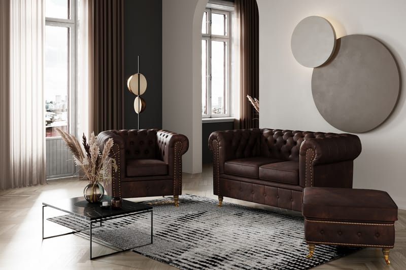 Fåtölj Chester Deluxe Vintage - Mörkbrun - Möbler - Fåtölj & stolar - Fåtölj - Chesterfield fåtölj