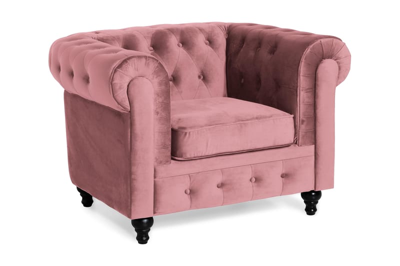 Fåtölj Walton Lyx  Rostrosa Sammet - Rosa - Möbler - Fåtölj & stolar - Fåtölj - Chesterfield fåtölj