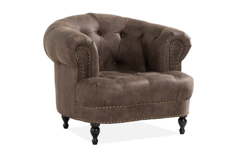 Fåtölj Petitfils - Brun - Chesterfield fåtölj