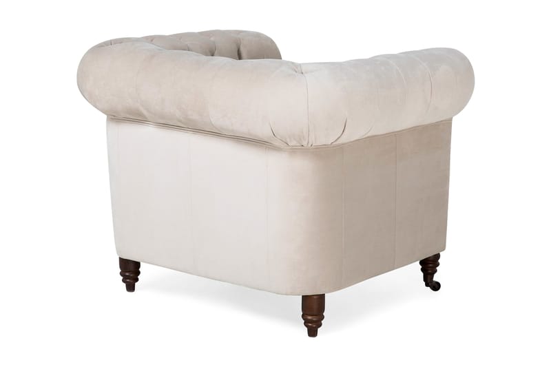Sammetsfåtölj Chester Deluxe - Beige - Möbler - Fåtölj & stolar - Fåtölj - Chesterfield fåtölj