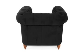 Sammetsfåtölj Chester Deluxe - Svart - Möbler - Fåtölj & stolar - Fåtölj - Chesterfield fåtölj