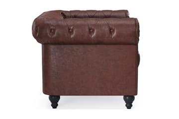 Chesterfield Lyx Stor skön djup fåtölj i konstläder till vardagsrum - Mörkbrun PU - Möbler - Fåtölj & stolar - Fåtölj - Chesterfield fåtölj