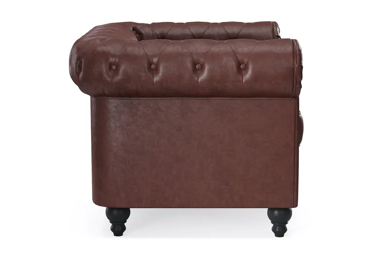 Chesterfield Lyx Stor skön djup fåtölj i konstläder till vardagsrum - Mörkbrun PU - Möbler - Fåtölj & stolar - Fåtölj - Chesterfield fåtölj