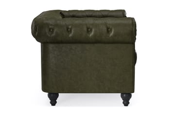 Chesterfield Lyx Stor skön djup fåtölj till vardagsrum - Mörkgrön PU - Möbler - Fåtölj & stolar - Fåtölj - Chesterfield fåtölj
