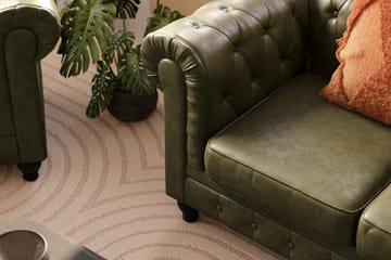Chesterfield Lyx Stor skön djup fåtölj till vardagsrum - Mörkgrön PU - Möbler - Fåtölj & stolar - Fåtölj - Chesterfield fåtölj