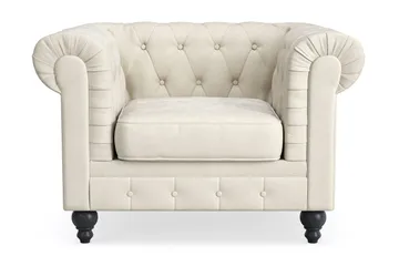 Chesterfield Lyx Stor skön djup sammetsfåtölj - Fåtölj till vardagsrum - Beige Sammet - Möbler - Fåtölj & stolar - Fåtölj - Chesterfield fåtölj
