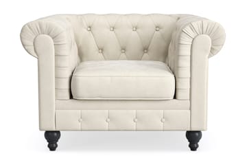 Chesterfield Lyx Stor skön djup sammetsfåtölj - Fåtölj till vardagsrum - Beige Sammet - Möbler - Fåtölj & stolar - Fåtölj - Chesterfield fåtölj