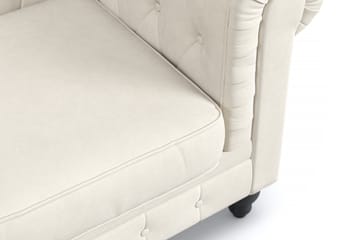 Chesterfield Lyx Stor skön djup sammetsfåtölj - Fåtölj till vardagsrum - Beige Sammet - Möbler - Fåtölj & stolar - Fåtölj - Chesterfield fåtölj