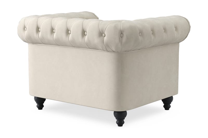 Chesterfield Lyx Stor skön djup sammetsfåtölj - Fåtölj till vardagsrum - Beige Sammet - Möbler - Fåtölj & stolar - Fåtölj - Chesterfield fåtölj