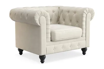 Chesterfield Lyx Stor skön djup sammetsfåtölj - Fåtölj till vardagsrum - Beige - Möbler - Fåtölj & stolar - Fåtölj - Chesterfield fåtölj