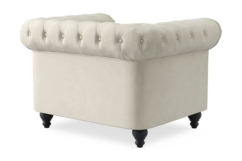Chesterfield Lyx Stor skön djup sammetsfåtölj - Fåtölj till vardagsrum - Beige - Möbler - Fåtölj & stolar - Fåtölj - Chesterfield fåtölj
