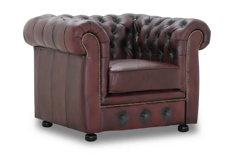 Birmingham Fåtölj 100% Läder, Oxblodsfärg