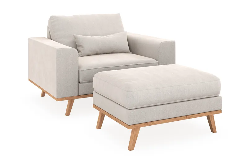 Copenhagen Fåtölj med fotpall, Krämvit