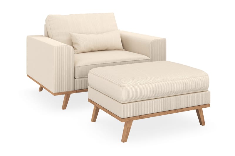 Copenhagen Fåtölj med fotpall - Ljusbeige - Möbler - Fåtölj & stolar - Fåtölj