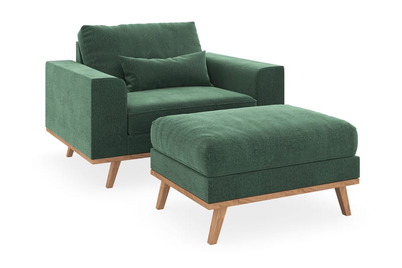 Copenhagen Fåtölj med fotpall, Mörkgrön