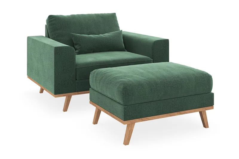 Copenhagen Fåtölj med fotpall, Mörkgrön