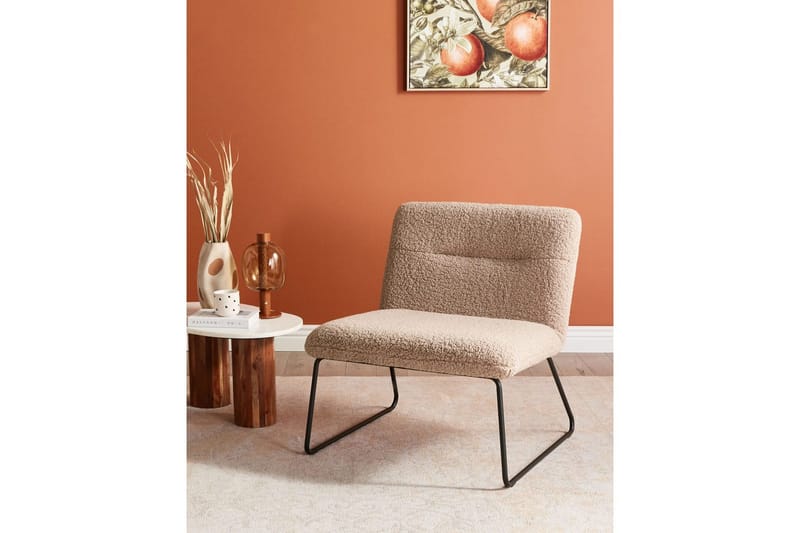 Fåtölj Cotulla - Beige, svart/Bouclé - Möbler - Fåtölj & stolar - Fåtölj