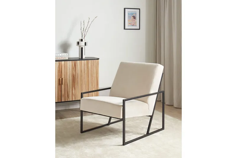 Fåtölj Delary - Beige, svart - Möbler - Fåtölj & stolar - Fåtölj