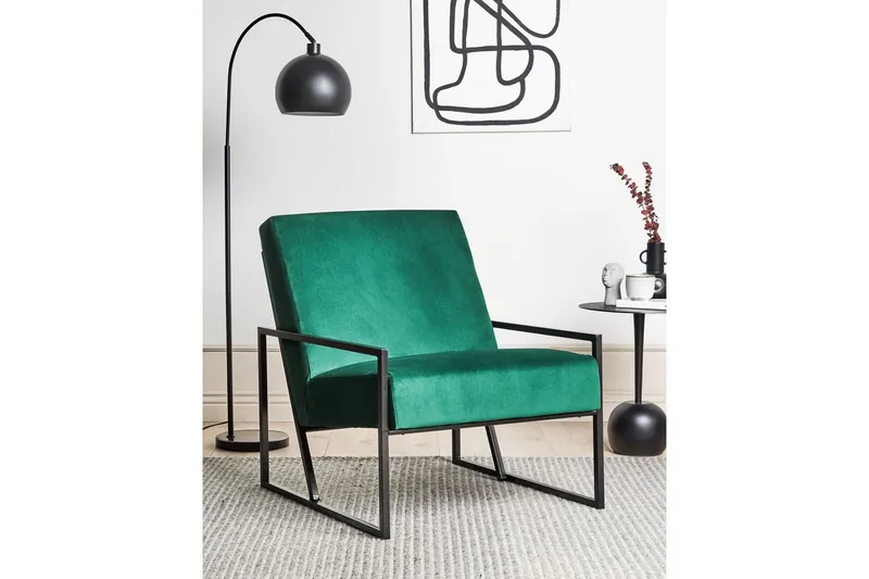 Fåtölj Delary - Grön, Svart - Möbler - Fåtölj & stolar - Fåtölj
