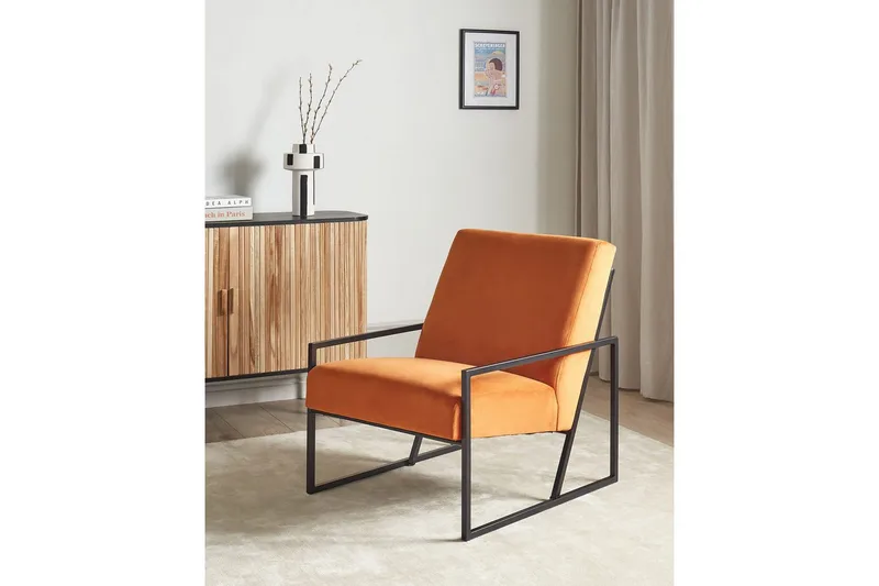 Fåtölj Delary - Orange, svart - Möbler - Fåtölj & stolar - Fåtölj