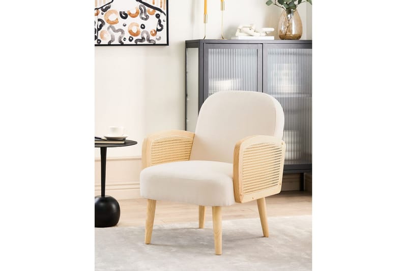 Fåtölj Dvenberg - Beige, ljust trä - Möbler - Fåtölj & stolar - Fåtölj