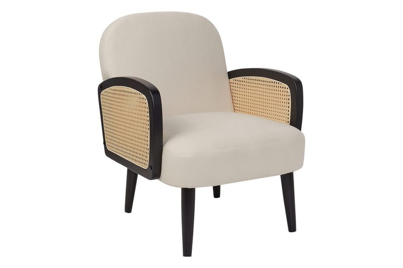 Fåtölj Dvenberg, Beige, svart, ljust trä