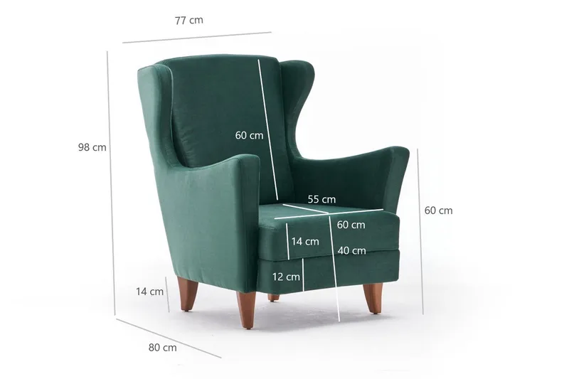 Edgara Fåtölj - Sammet/Grön/Natur - Möbler - Fåtölj & stolar - Fåtölj - Sammetsfåtölj