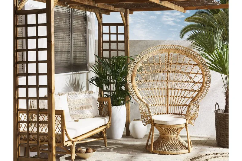 Emmanuelle Stol Påfågel - Rotting/Beige - Möbler - Fåtölj & stolar - Fåtölj