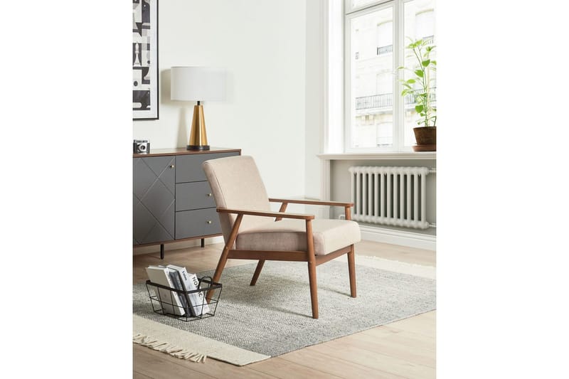 Fåtölj Esrum Beige/mörkt trä, Polyester - Beige/mörkt trä, Polyester - Möbler - Fåtölj & stolar - Fåtölj