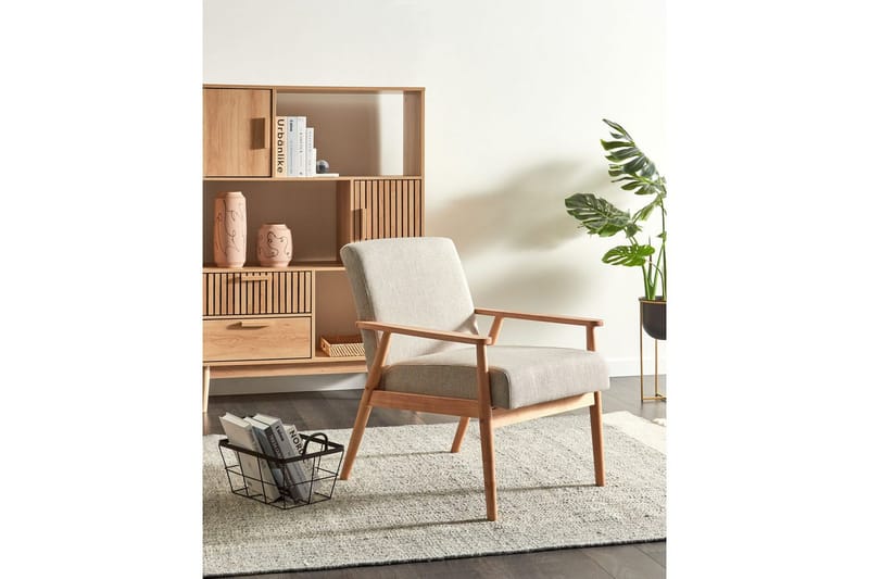 Fåtölj Esrum Grå/ljust trä, Polyester - Grå/ljust trä, Polyester - Möbler - Fåtölj & stolar - Fåtölj