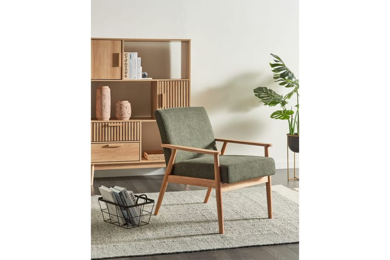 Fåtölj Esrum Grönt/ljust trä, Polyester - Grönt/ljust trä, Polyester - Möbler - Fåtölj & stolar - Fåtölj