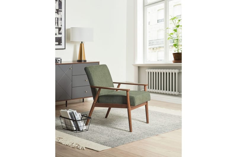 Fåtölj Esrum Grönt/mörkt trä, Polyester - Grönt/mörkt trä, Polyester - Möbler - Fåtölj & stolar - Fåtölj