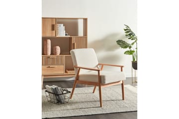 Fåtölj Esrum Vit/ljust trä, Bouclé - Vit/ljust trä, Bouclé - Möbler - Fåtölj & stolar - Fåtölj