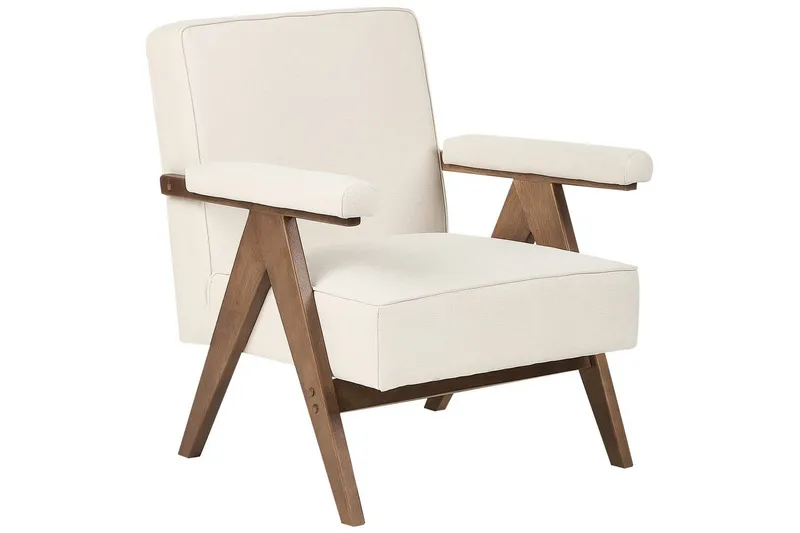 Fåtölj Evje, Beige, mörkt trä