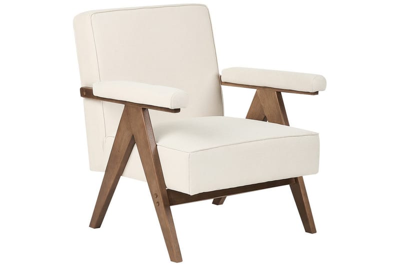 Fåtölj Evje, Beige, mörkt trä
