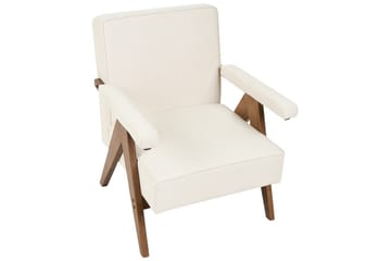 Fåtölj Evje - Beige, mörkt trä - Möbler - Fåtölj & stolar - Fåtölj