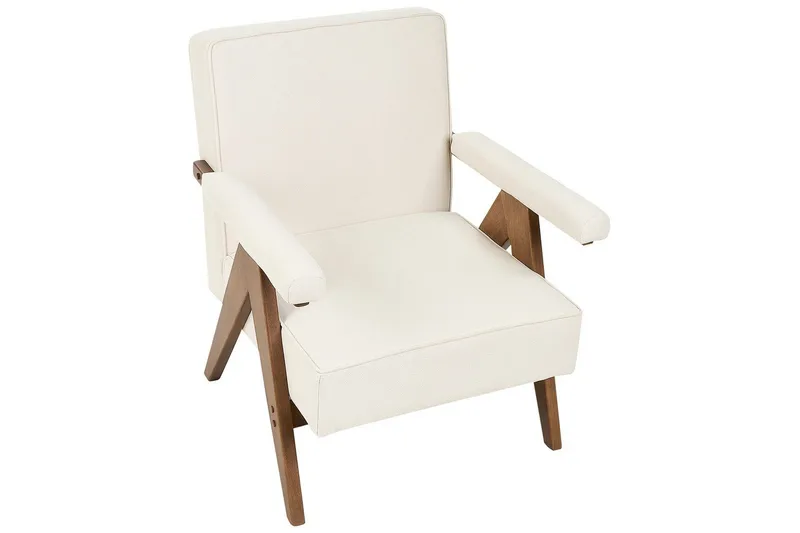 Fåtölj Evje - Beige, mörkt trä - Möbler - Fåtölj & stolar - Fåtölj