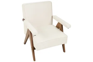 Fåtölj Evje - Beige, mörkt trä - Möbler - Fåtölj & stolar - Fåtölj