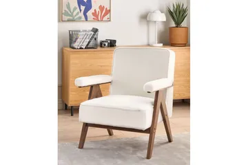 Fåtölj Evje - Vitt, mörkt trä - Möbler - Fåtölj & stolar - Fåtölj