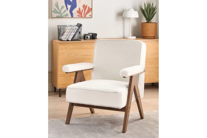 Fåtölj Evje - Vitt, mörkt trä - Möbler - Fåtölj & stolar - Fåtölj