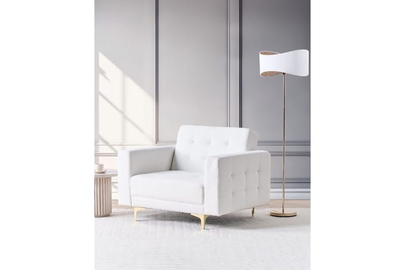 Fåtölj Aberdeen - Vitt, guld - Möbler - Fåtölj & stolar - Fåtölj