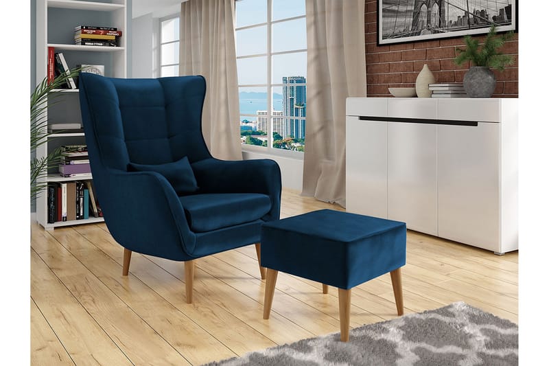 Fåtölj - Blå - Möbler - Fåtölj & stolar - Fåtölj - Sammetsfåtölj