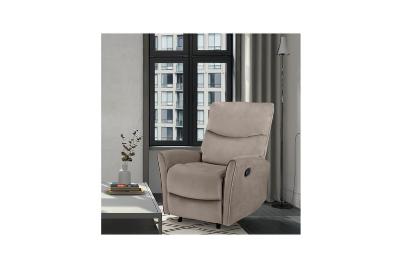 Fåtölj Chesley Taupe, Sammet/Metall/Trä - Taupe, Sammet/Metall/Trä - Möbler - Fåtölj & stolar - Fåtölj - Liggfåtölj