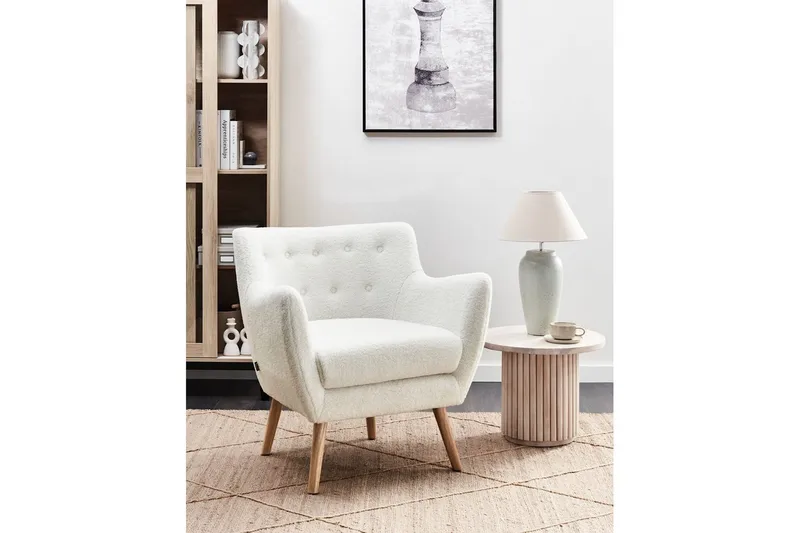 Fåtölj Drammen Vit/ljust trä - Vit/ljust trä - Möbler - Fåtölj & stolar - Fåtölj - Clubfåtölj