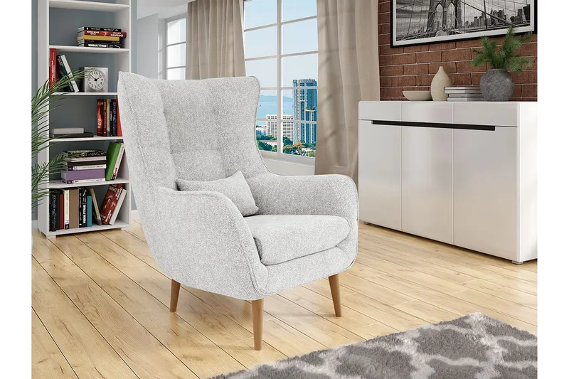 Fåtölj - Grå - Möbler - Fåtölj & stolar - Fåtölj - Sammetsfåtölj