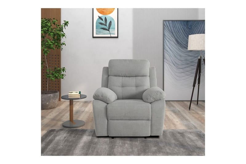 Fåtölj Lannilis Ljusgrå, Tyg/Trä/Metall, Manuell vilstol - Ljusgrå, Tyg/Trä/Metall, Manuell vilstol - Möbler - Fåtölj & stolar - Fåtölj - Biofåtölj & reclinerfåtölj